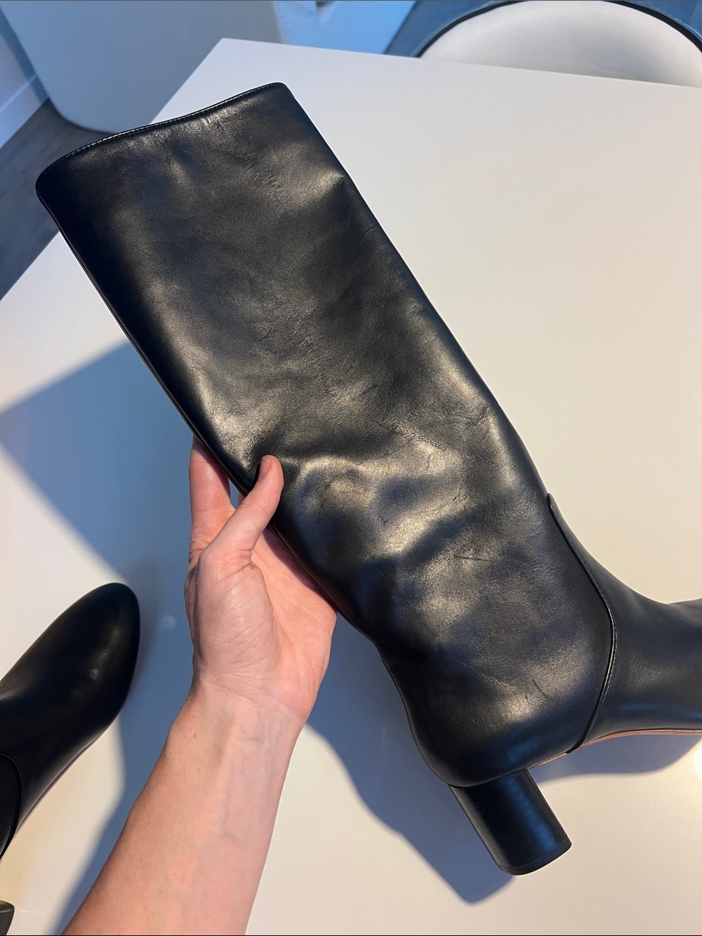 Loeffler Randall gia tall black leather knee high block heeled boots size 6.5 - Picture 7 of 15